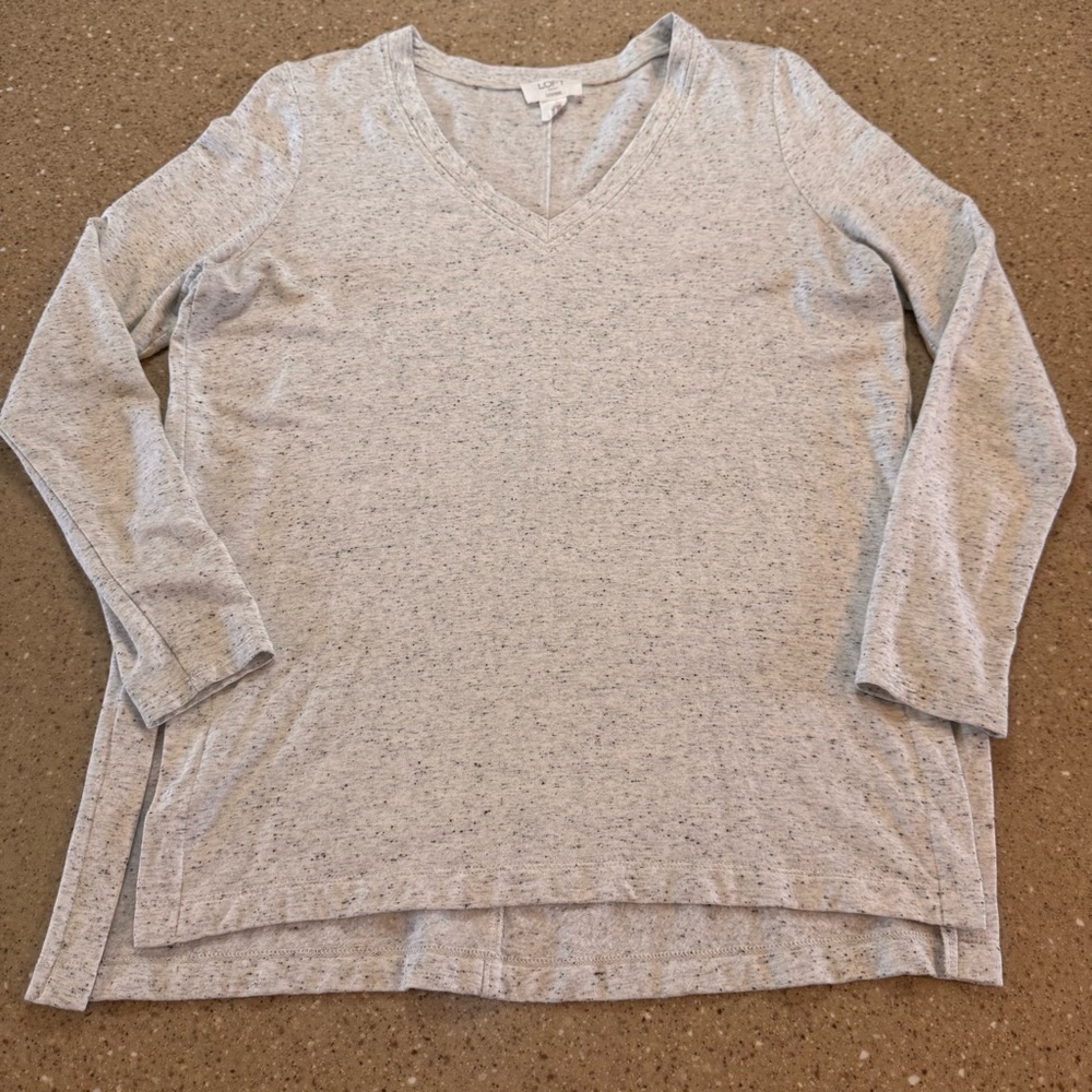 Loft Outlet Women's Lounge Shirt Size Small Gray Long Sleeve V Neck Top
